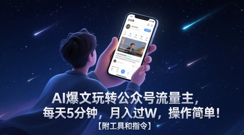 AI爆文玩转公众号流量主,每天5分钟,月入过W,操作简单!【附工具和指令】-千优网创