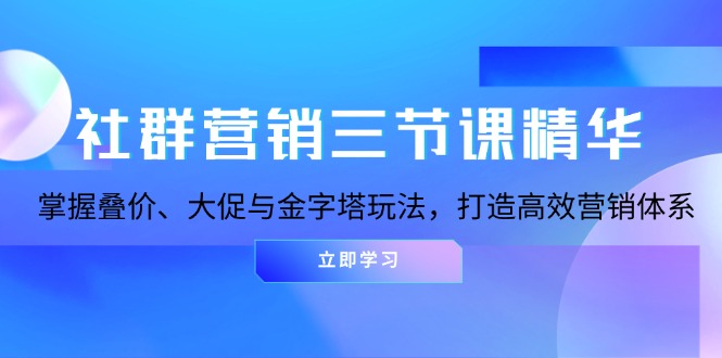 社群营销三节课精华：掌握叠价、大促与金字塔玩法，打造高效营销体系-千优网创