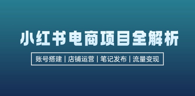 小红书电商项目全解析，包括账号搭建、店铺运营、笔记发布  实现流量变现-千优网创
