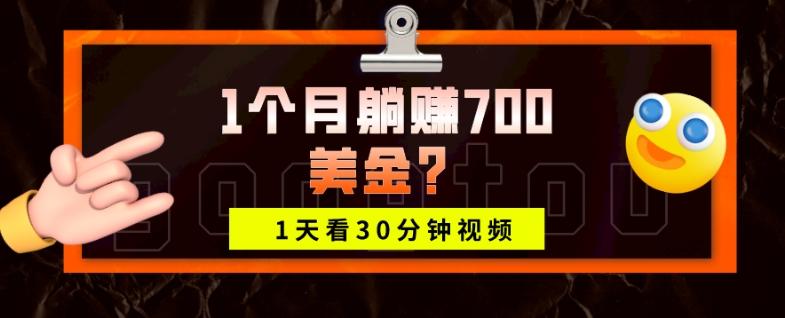 1天看30分钟视频,1个月躺赚700美金?-千优网创