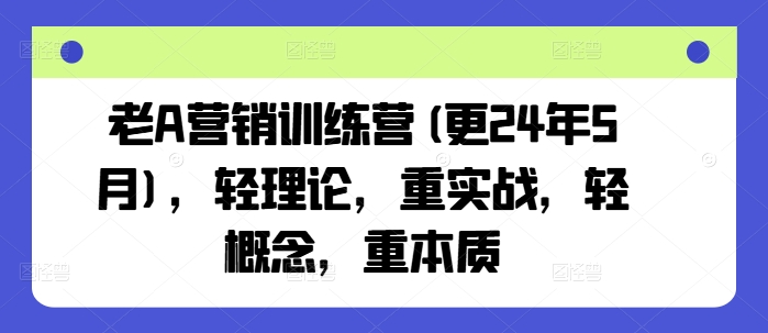 老A营销训练营(更24年12月),轻理论,重实战,轻概念,重本质-千优网创