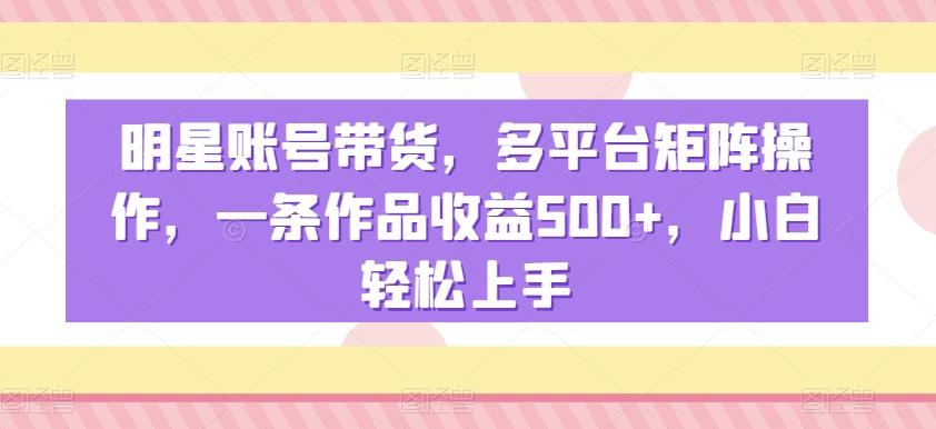 明星账号带货,多平台矩阵操作,一条作品收益500+,小白轻松上手【揭秘】-千优网创