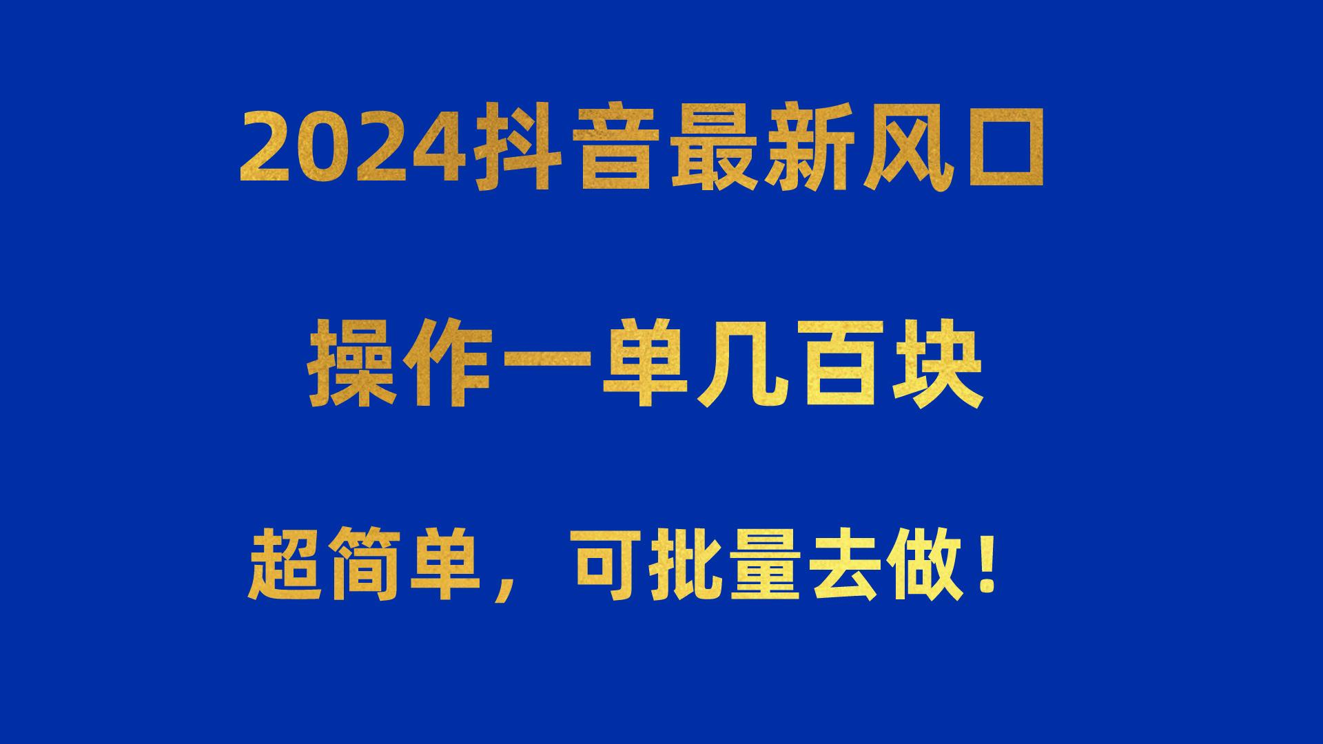 2024抖音最新风口！操作一单几百块！超简单，可批量去做！！！-千优网创