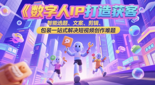 数字人IP打造获客变现实操课，智能选题、文案、剪辑、包装一站式解决短视频创作难题-千优网创