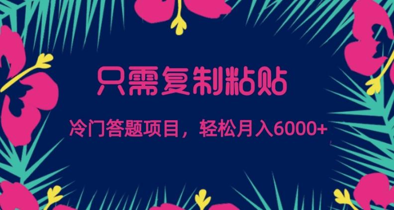 只需复制粘贴,冷门答题项目,轻松月入6000-千优网创