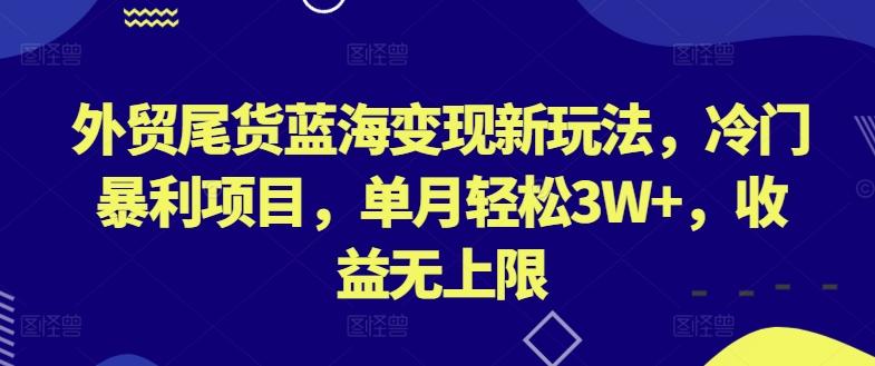 外贸尾货蓝海变现新玩法，冷门暴利项目，单月轻松3W+，收益无上限【揭秘】-千优网创
