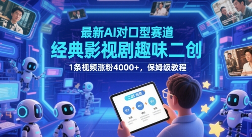 最新AI对口型赛道，经典影视剧趣味二创，1条视频涨粉4000+，保姆级教程-千优网创
