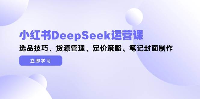 小红书DeepSeek运营课，选品技巧、货源管理、定价策略、笔记封面制作-千优网创