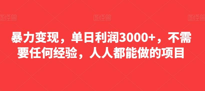 暴力变现,单日利润3000+,不需要任何经验,人人都能做的项目-千优网创