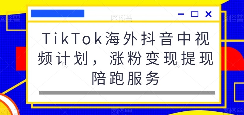 TikTok海外抖音中视频计划，涨粉变现提现陪跑服务-千优网创