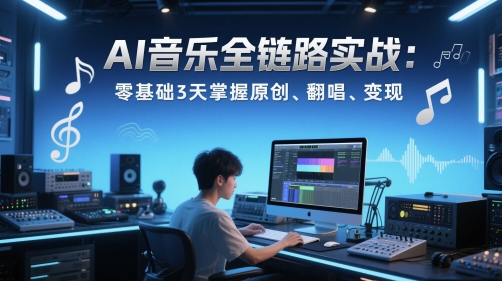 AI音乐全链路实战变现课：零基础3天掌握原创、翻唱、变现-千优网创