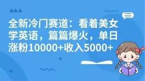 全新冷门赛道：看着美女学英语，篇篇爆火，单日涨粉10000+收入5000+-千优网创
