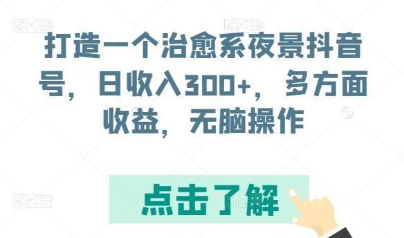 打造一个治愈系夜景抖音号，日收入300+，多方面收益，无脑操作【揭秘】-千优网创