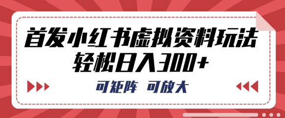 首发小红书虚拟资料玩法，可矩阵，可放大，轻松日入3张-千优网创