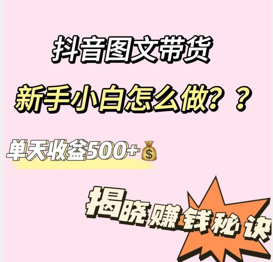 抖音图文带货,新手小白怎么做?单天收益500+【揭秘赚钱秘诀】-千优网创
