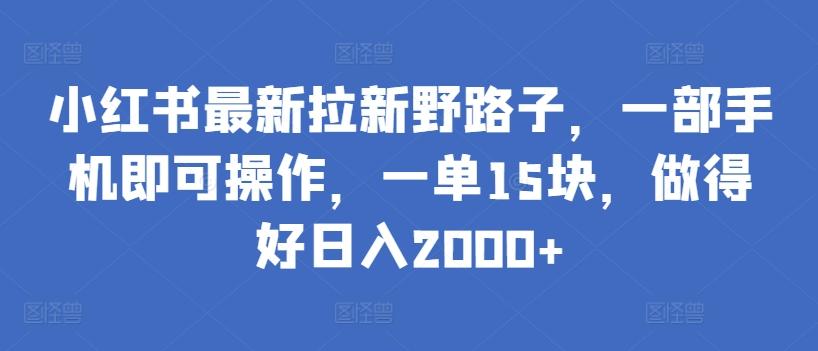 小红书最新拉新野路子，一部手机即可操作，一单15块，做得好日入2000+【揭秘】-千优网创