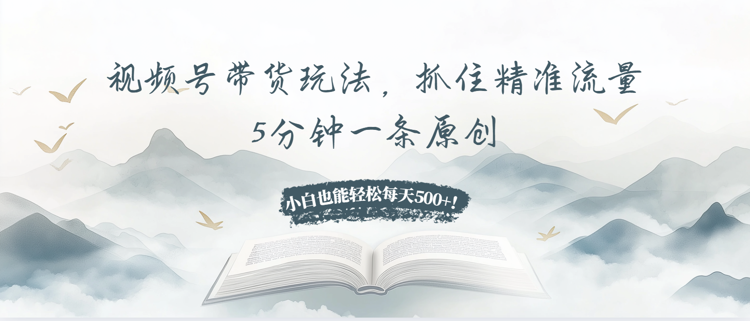 视频号带货玩法,抓住精准流量,5分钟一条原创,小白也能轻松每天500+!-千优网创