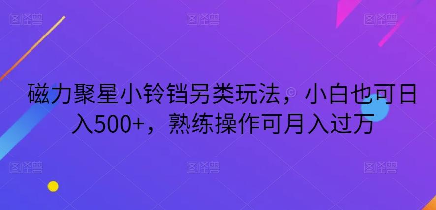 磁力聚星小铃铛另类玩法，小白也可日入500+，熟练操作可月入过万-千优网创