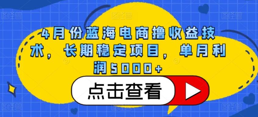 4月份蓝海电商撸收益技术，长期稳定项目，单月利润5000+【揭秘】-千优网创