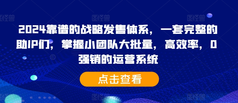 2024靠谱的战略发售体系，一套完整的助IP们，掌握小团队大批量，高效率，0 强销的运营系统-千优网创