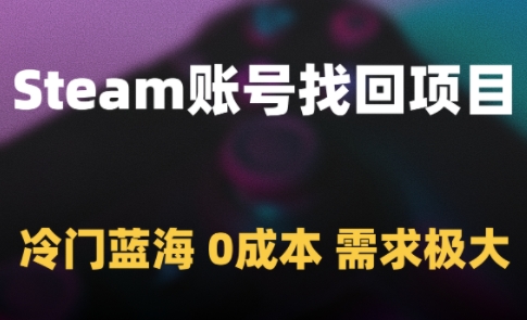 Steam账号找回项目，冷门蓝海，0成本，需求极大-千优网创