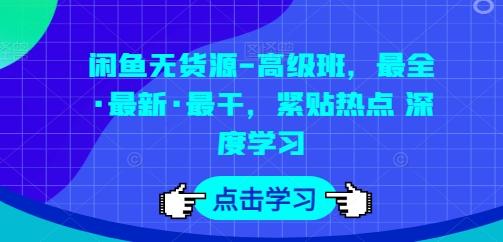 闲鱼无货源-高级班，最全·最新·最干，紧贴热点 深度学习-千优网创