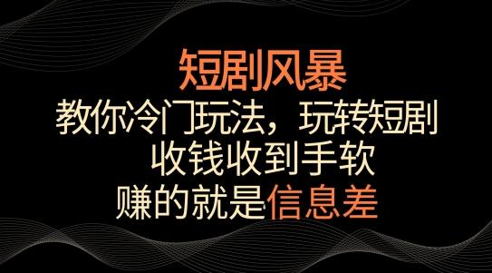 短剧风暴，教你冷门玩法，玩转短剧，收钱收到手软【揭秘】-千优网创