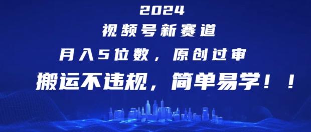 2024视频号新赛道，月入5位数+，原创过审，搬运不违规，简单易学【揭秘】-千优网创