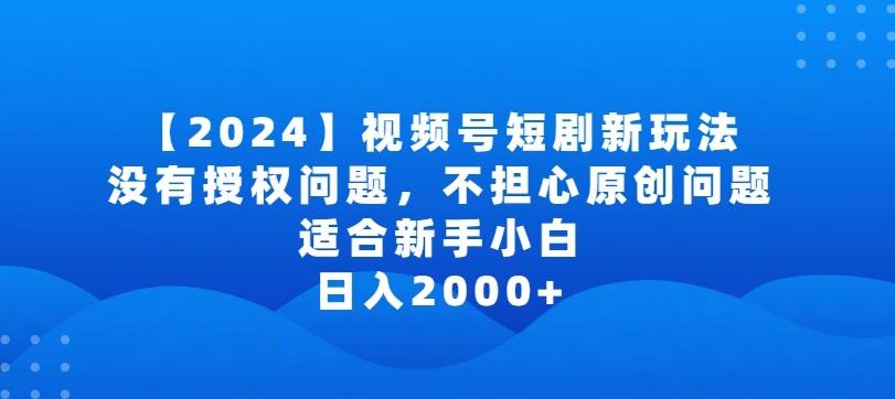 2024视频号短剧玩法，没有授权问题，不担心原创问题，适合新手小白，日入2000+【揭秘】-千优网创