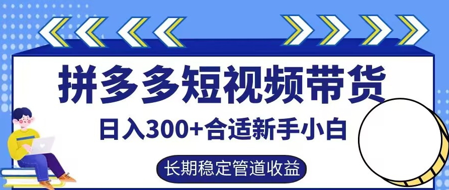 拼多多短视频带货日入300+有长期稳定被动收益，合适新手小白【揭秘】-千优网创