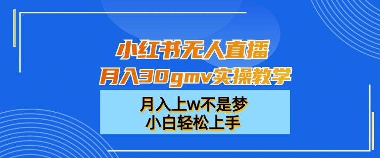 小红书无人直播月入30gmv实操教学，月入上w不是梦，小白轻松上手【揭秘】-千优网创