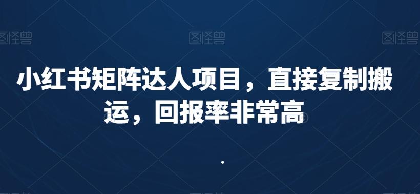 小红书矩阵达人项目,直接复制搬运,回报率非常高-千优网创