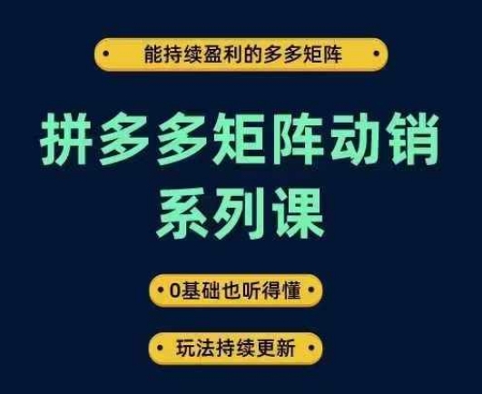 拼多多矩阵动销系列课,能持续盈利的多多矩阵,0基础也听得懂,玩法持续更新-千优网创