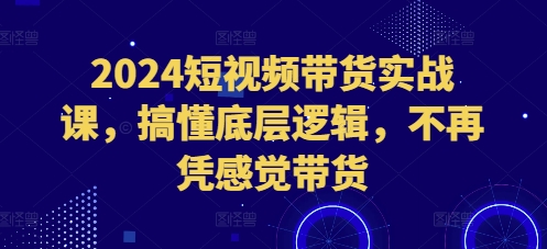 2024短视频带货实战课,搞懂底层逻辑,不再凭感觉带货-千优网创