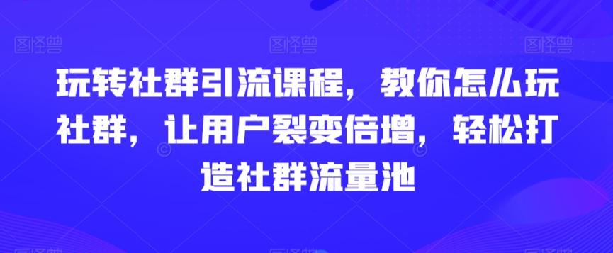 玩转社群引流课程,教你怎么玩社群,让用户裂变倍增,轻松打造社群流量池-千优网创