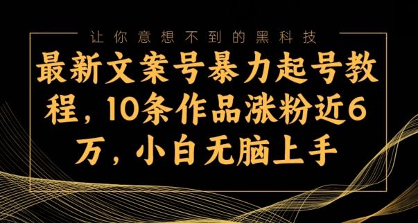 最新文案号暴力起号教程,10条作品涨粉近6万,小白无脑上手-千优网创