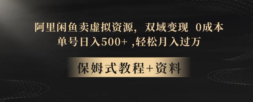 阿里闲鱼卖虚拟资源，双域变现，0成本，日入500+，轻松月入过万-千优网创