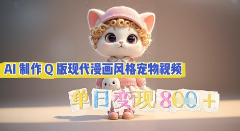 AI制作Q版现代漫画风格宠物视频,单日变现几张-千优网创