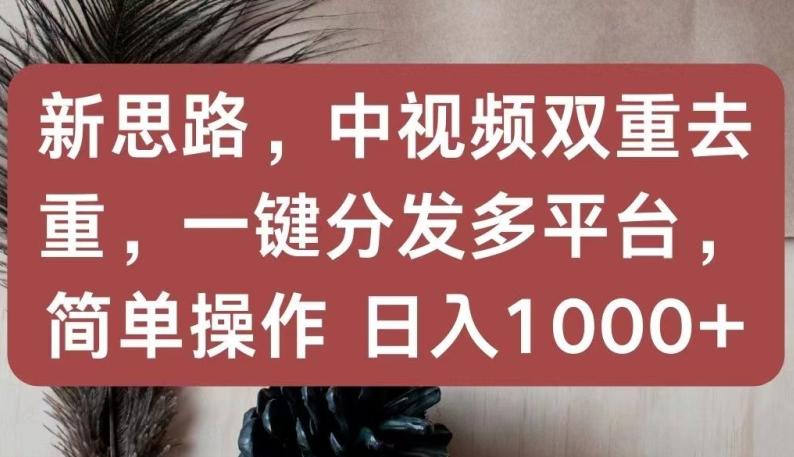 新思路，中视频双重去重，一键分发多平台，简单操作，日入1000+【揭秘】-千优网创