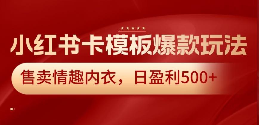 小红书卡模板爆款玩法，售卖情趣内衣，日盈利500+【揭秘】-千优网创