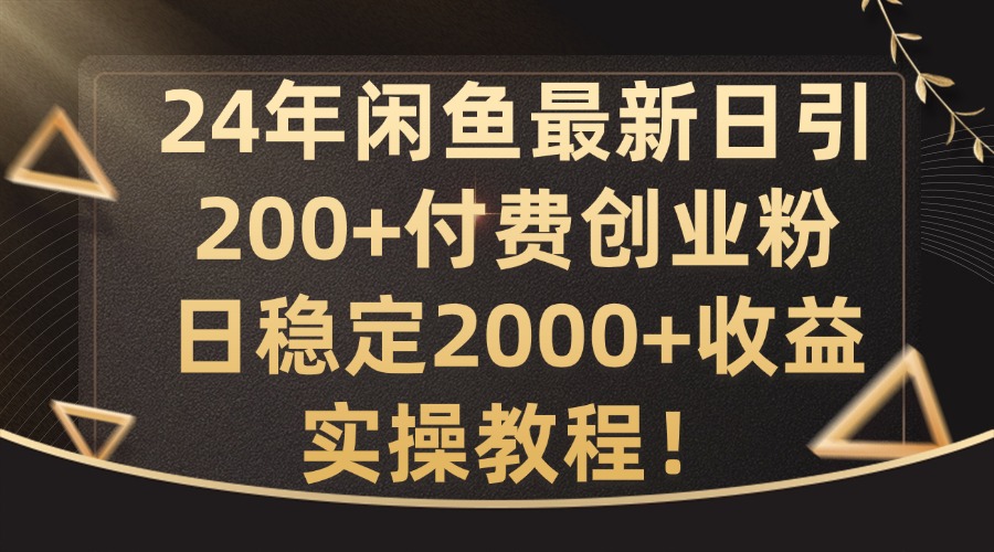 24年闲鱼最新日引200+付费创业粉日稳2000+收益，实操教程【揭秘】-千优网创
