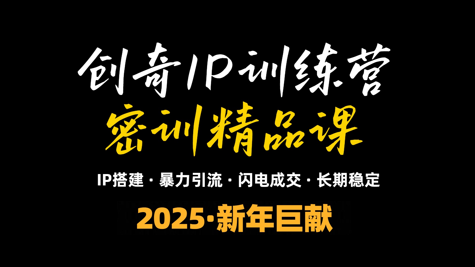 2025年“知识付费IP训练营”小白避坑年赚百万，暴力引流，闪电成交-千优网创