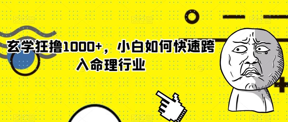 玄学狂撸1000+，小白如何快速跨入命理行业-千优网创