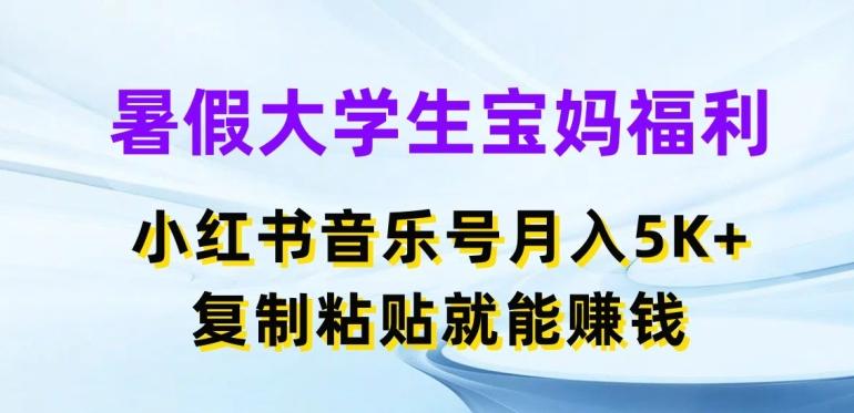暑假大学生宝妈福利，小红书音乐号月入5000+，复制粘贴就能赚钱【揭秘】-千优网创