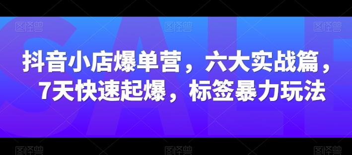 抖音小店爆单营，六大实战篇，7天快速起爆，标签暴力玩法-千优网创