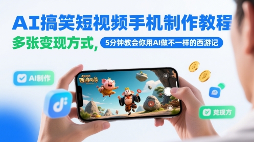 AI搞笑短视频手机制作教程,多张变现方式,5分钟教会你用AI做不一样的西游记-千优网创