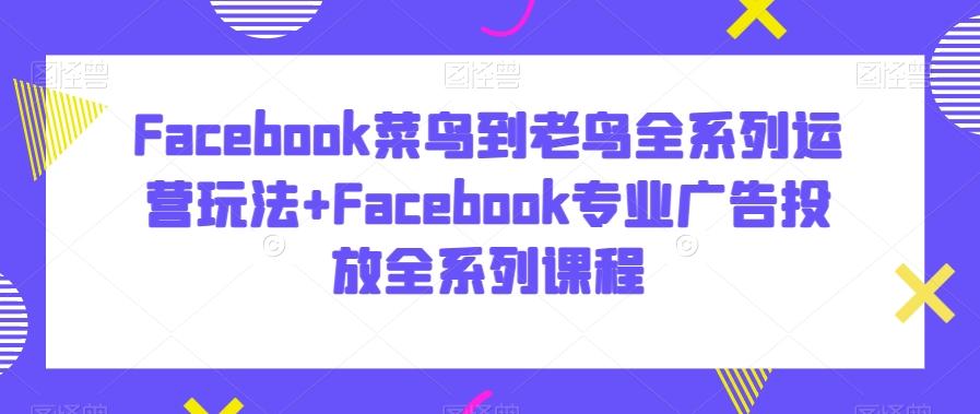 Facebook菜鸟到老鸟全系列运营玩法+Facebook专业广告投放全系列课程-千优网创