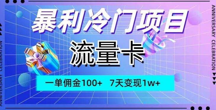 暴利冷门项目,流量卡,一单佣金100+,7天变现1w+-千优网创