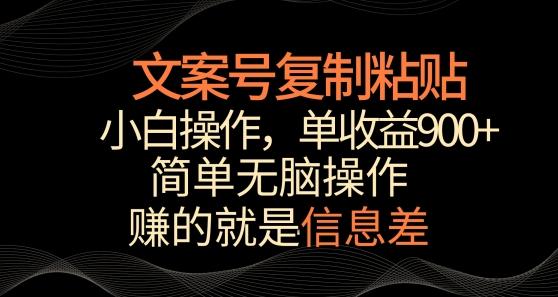 文案号掘金，简单复制粘贴，小白操作，单作品收益900+【揭秘】-千优网创
