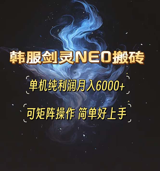 韩服剑灵NEO搬砖攻略,单机纯利润月入6000+ 可矩阵操作,简单好上手。-千优网创